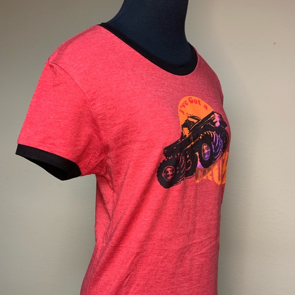 Fun Cap Sleeve Tshirt XL Junior’s with Monster Truck Graphic NEW - Picture 4 of 6